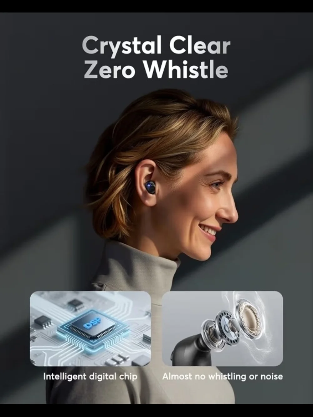 Black Wireless Hearing Aids with Charging Case